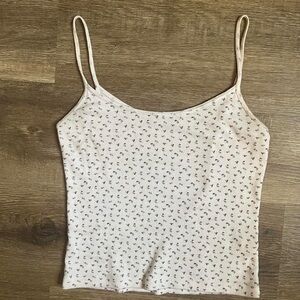 Brandy Melville white with purple floral pattern tank top